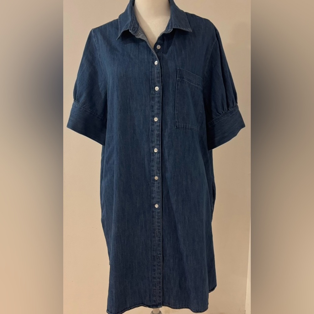 Old Navy Blue Casual Button Down Jean  Dress XL PETITE